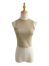 Nueva camiseta sin mangas con cuello redondo para mujer, camisola de verano lisa, sin espalda, sexy, a la moda, informal, de tubo, sin mangas, chaleco corto para mujer